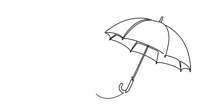 Continuous line art image of an umbrella.