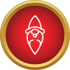 Fototapeta premium White outline christmas gnome or dwarf icon on a red background