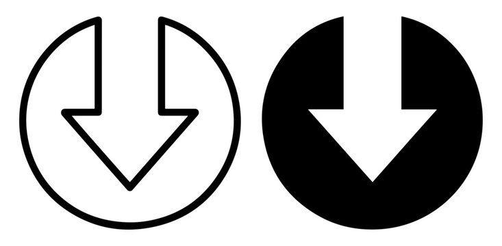 down arrow circle icon vector