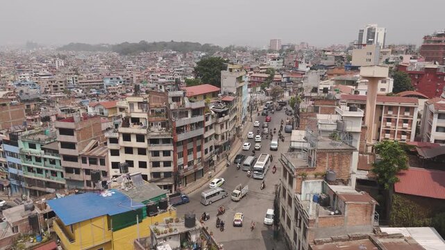 City if Kathmandu in Nepal during a polluted smoke day.