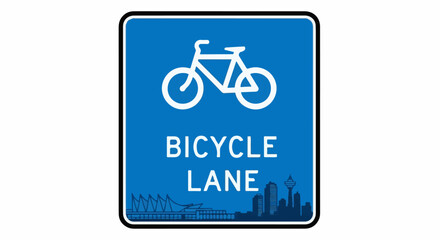 Fototapeta premium Blue sign with white bicycle icon and 
