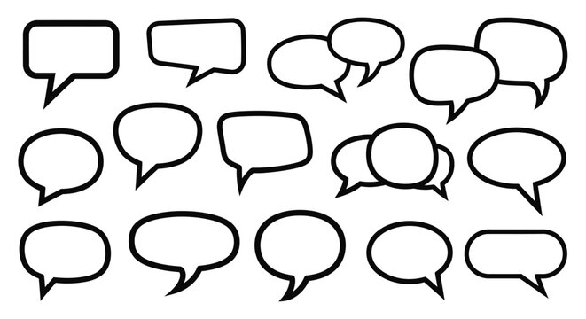Set of speech bubbles, isolated on white background