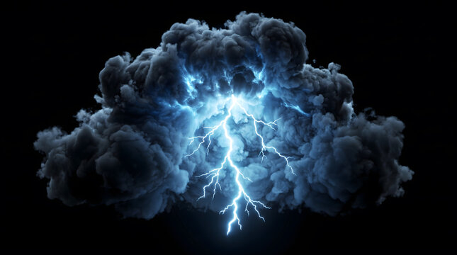 Powerful Electric Lightning Storm Cloud with Bright Blue Flash for Severe Weather Alert