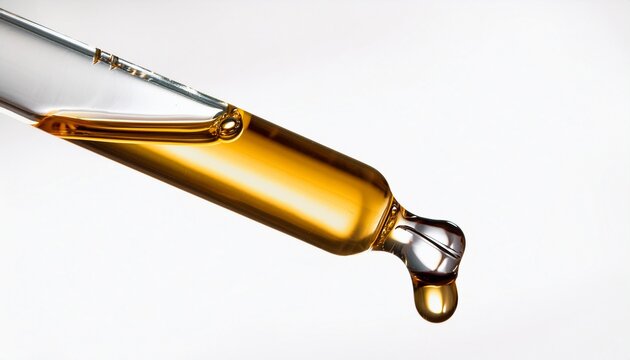 drops of oil pipette isolate on white background selective focus nature