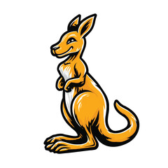 Obraz premium Cartoon kangaroo standing on hind legs.