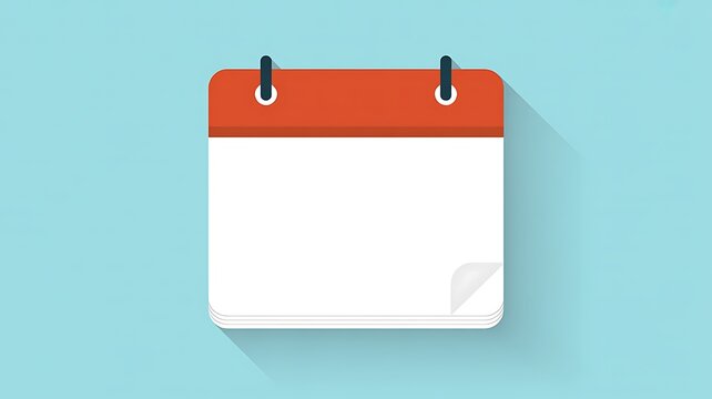 Blank calendar page, tear-off calendar, white and orange desk calendar, minimal design