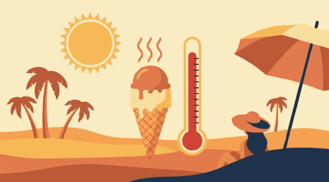Ilustrasi Hari Panas di Pantai