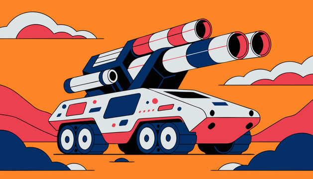 vector missile vehicle launcher or military tank 