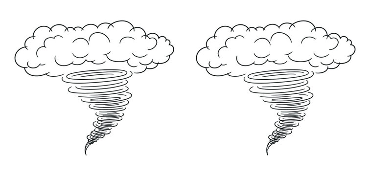 Tornado Wind or cloud storm wave hurricane waves El Nino and la Nina concept very bad weather water spiral strong wind hurricane whirlwind powerful tropical storm vector illustration design concept.