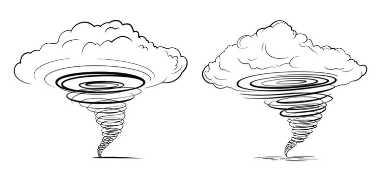 Tornado Wind or cloud storm wave hurricane waves El Nino and la Nina concept very bad weather water spiral strong wind hurricane whirlwind powerful tropical storm vector illustration design concept.