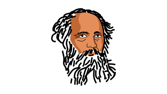James Clerk Maxwell  portrait, color vector illustration