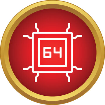 64 bit microchip processor icon symbolizing computing technology
