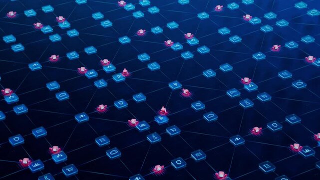 Isometric 3D Animation: Charming Red AI Agents Execute Various Tasks, Do Research and Perform  Process Automation. Agentic AI Platform Where Autonomous Agents Working Together. Loopable Background