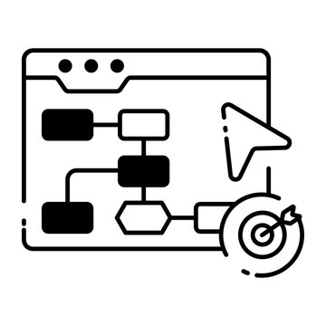 Glyph icon of process mapping workflow.