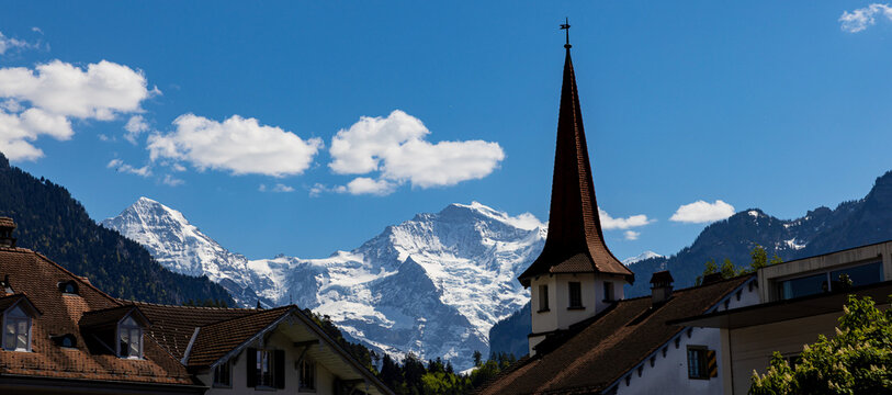 the swiss cityscape of interlaken panorama