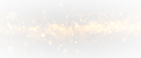 Luxury glitter brush stroke background with golden bokeh particles, shimmering light effects, abstract wave composition and premium festive texture for advertising design © TIMOFII