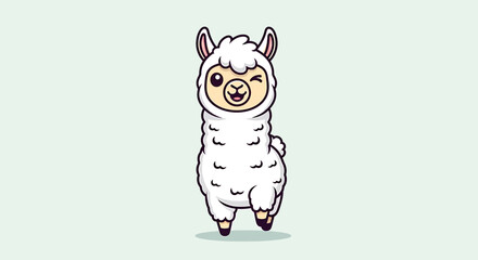 Obraz premium Cute Cartoon Llama Animal Character.