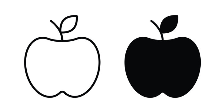 Apple icon collection. Thin linear outline icon pack
