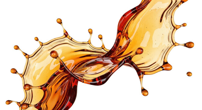 Golden Liquid Splash Wave Isolated On Transparent Background
