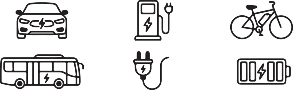 Electric vehicle and battery charging icons
