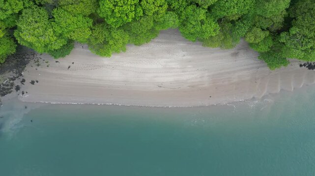 Conwy, Wales - Top down view of empty sandy beach
