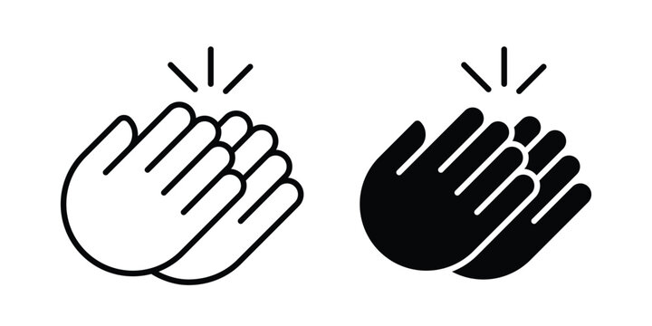 Clapping hands icon collection. Thin linear outline icon pack