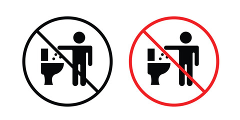 Do not litter in toilet sign collection. Thin linear outline icon pack © nancy
