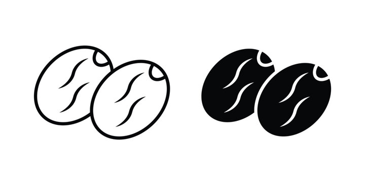 Dry fruit icon collection. Thin linear outline icon pack