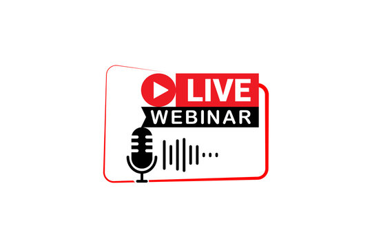 Live Webinar Streaming Icon With Microphone and Audio Waves for Online Presentation