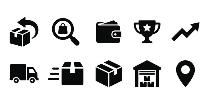 Logistics Shipping and E-commerce Delivery Icons set, Warehouse & Cargo Transport vector