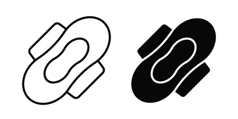 Feminine hygiene pad icon collection. Thin linear outline icon pack © nancy
