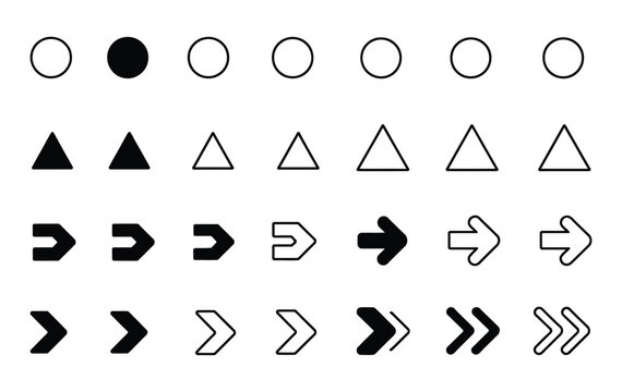 Bullet point arrow vector icon set featuring fl&egrave;che arrow symbols for PowerPoint presentations and organized lists.