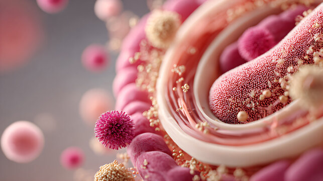 pink macaron stack with edible glitter and purple flower isolated on transparent background