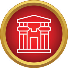 Naklejka premium Outline icon representing a classical building on a red and gold background