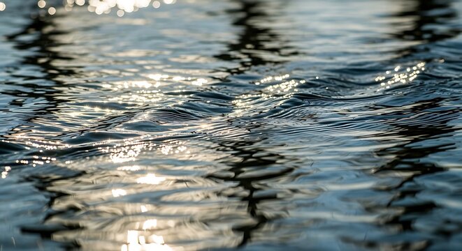 Abstract water surface with ripples and light reflections creating a calm and peaceful mood on a river or lake outdoors