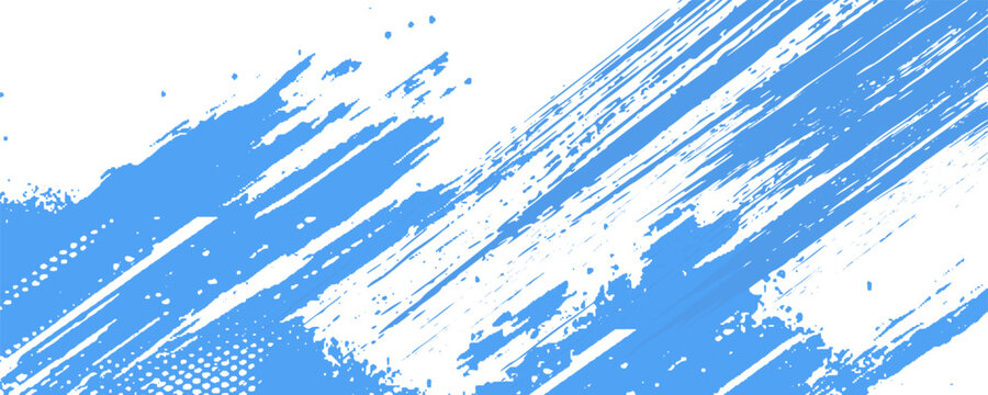 Blue and white grunge background with white paint smudges. Frosty blue background. Snow winter abstract grunge overlay.