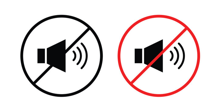 No sound sign collection. Thin linear outline icon pack
