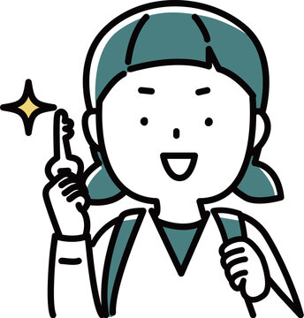 鍵をしっかり持っている女子小学生のバストアップ_2色