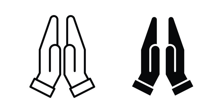 Pray icon collection. Thin linear outline icon pack