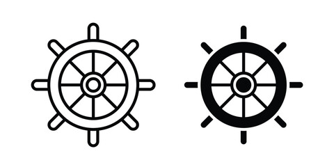 Obraz premium Ship wheel icon collection. Thin linear outline icon pack