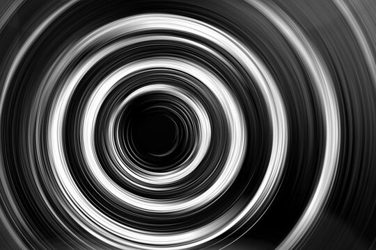 Concentric circles abstract design in black and white monochrome