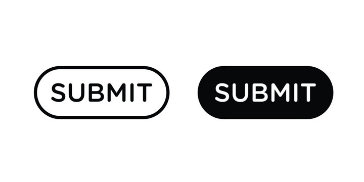 Submit button icon collection. Thin linear outline icon pack
