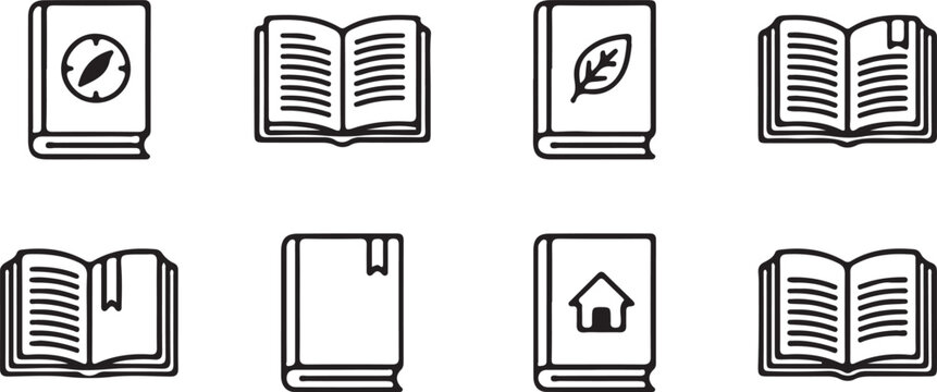 Book icon set open books closed books and symbol covers