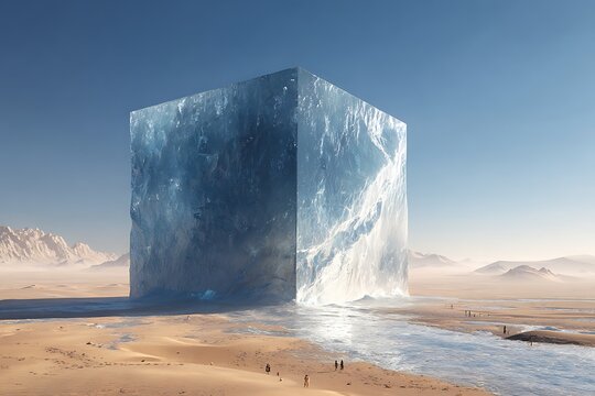 giant icecube on the beach