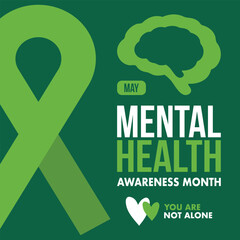 Obraz premium Mental Health Awareness Month in May. Annual campaign in United States. Raising awareness of mental health. Control and protection. Prevention campaign. Medical health care design. Vector illustration
