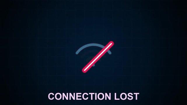 Connection lost error animation with flashing wi-fi signal icon