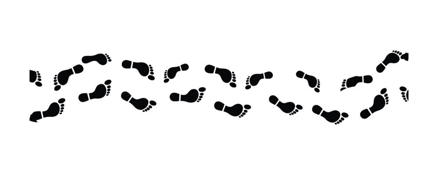 Seamless vector footprint design on a white backdrop. This illustration is crafted to create a smooth, continuous pattern when you duplicate it horizontally to fill more area.