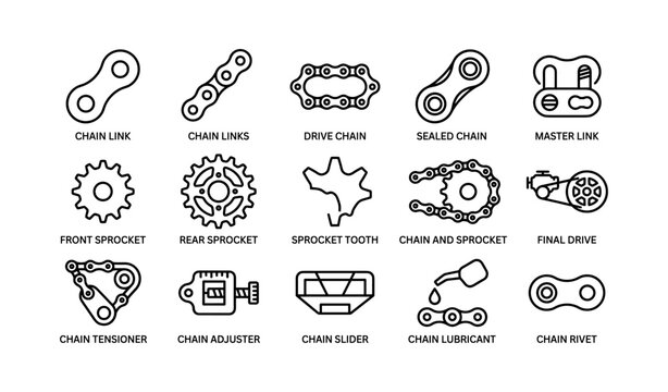 Bicycle chain and sprocket icons showing drive components