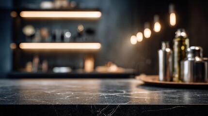 Obraz premium Modern kitchen counter with decorative elements