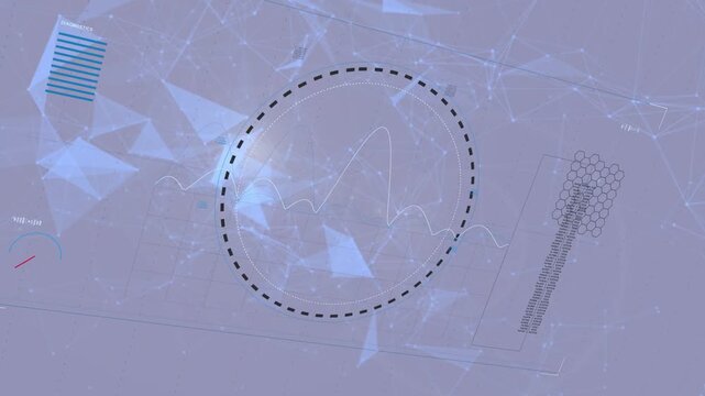 Initial broken dashed arc growing, closing into HUD while wave tracing as nodes pulsing for display